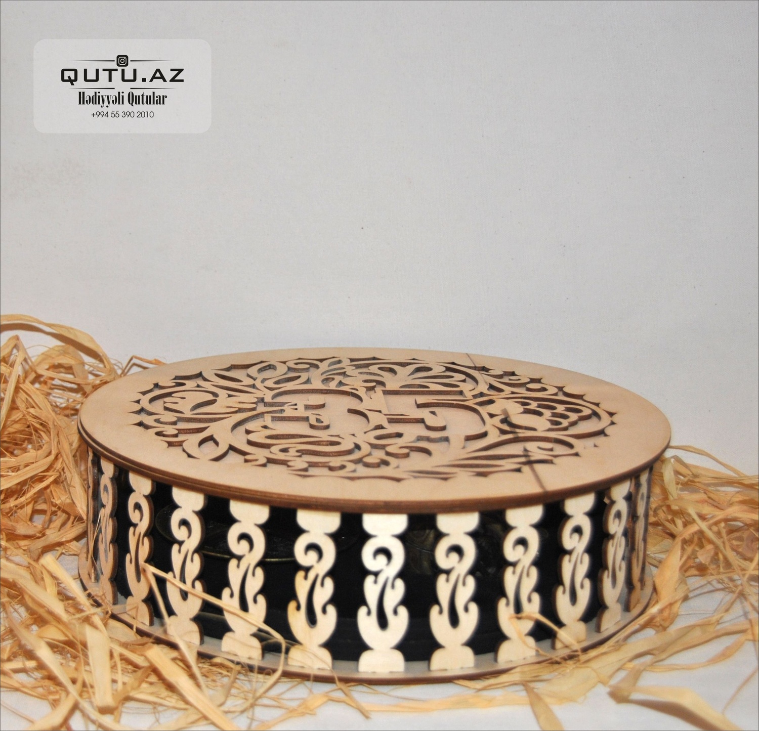 Laser Cut Decorative Round Jewelry Box Free Vector