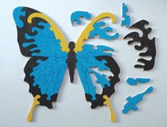 Modelo de quebra-cabeça de borboleta cortado a laser para crianças