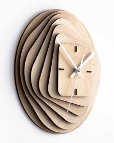 Reloj de madera en capas cortada con láser, madera contrachapada de abedul de 3 mm con espacio de 3 mm