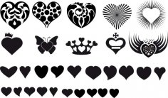Vector Hearts Silhouettes Free Vector