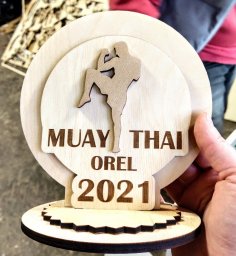 Trophée Kickboxing découpé au laser Médaille Muay Thai