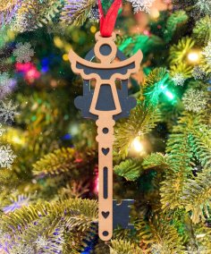 Laser Cut Christmas Xmas Tree Hanging Pendant Layered Angel Key Free Vector