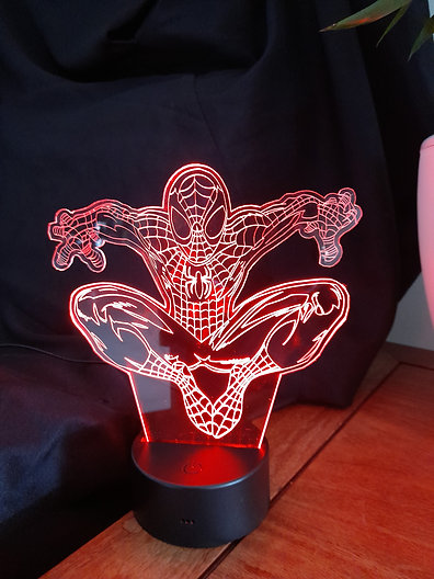 Laser Cut Spiderman 3D Illusion Lamp Free Vector