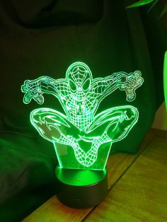 Лазерная резка Человека-паука 3D Иллюзионная лампа