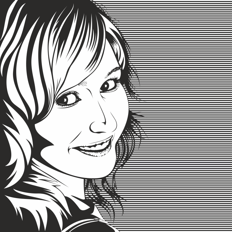 Dibujo vectorial de mujer en blanco y negro