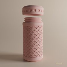 Textured Screw Cap Container 3D Printer Model