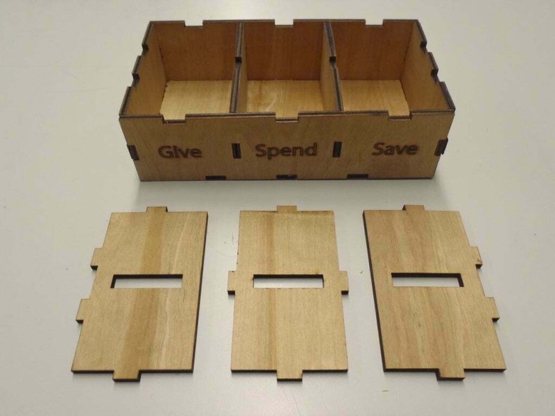 Laser Cut Give Spend Save Money Box