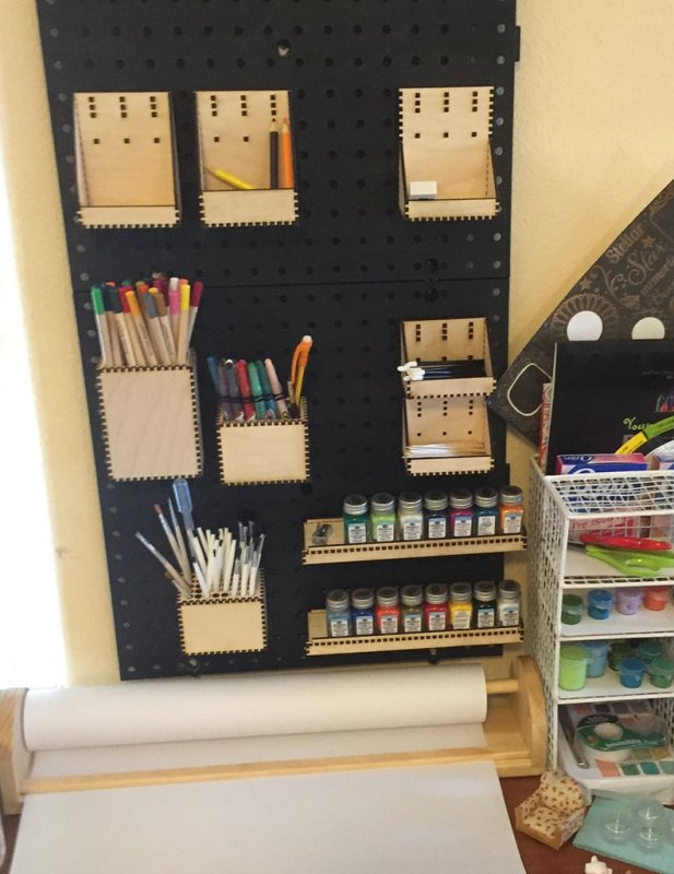 Laser Cut Pegboard Boxes and Bins