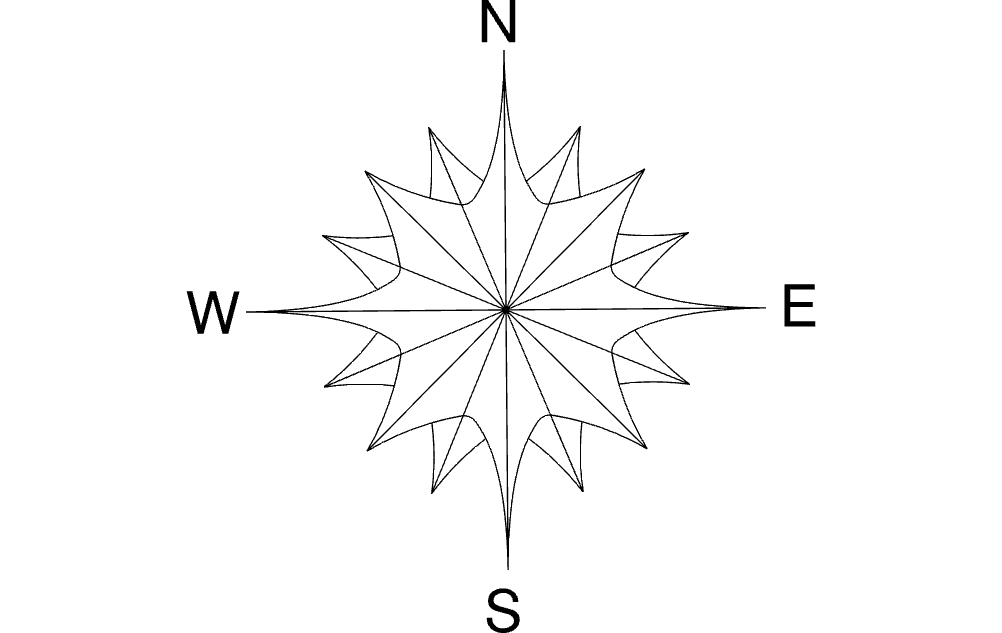 Северная стрелка компас цветок dxf файл