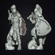 Fantasy Medieval Knight With Shield 3D Printer Model