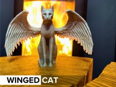 Winged Egyptian Cat 3D Printer Model