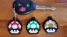 Super Mario 8-Bit Mushroom Keychain 3D Printer Model