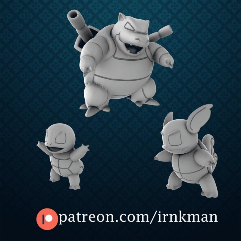 Squirtle / Wartortle / Blastoise (Pokemon 35mm True Scale Series) 3D ...