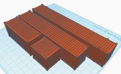 HO Scale Shipping Containers 10ft 20ft 40ft 48ft 3D Printer Model