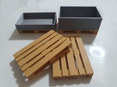 Container Box High, For Euro Pallet EPAL, V1, 120x80x40mm, 1:10 Correct Size 3D Printer Model