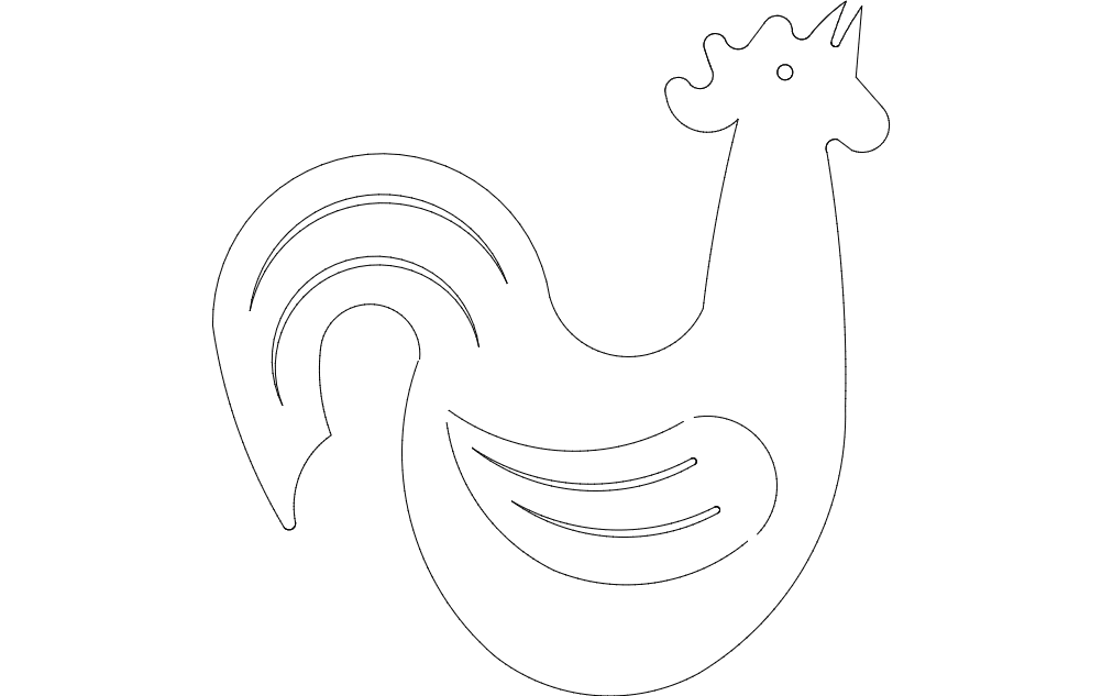 Rooster Crowing Silhouette dxf File