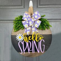 Laser Cut Charming Rustic Hello Spring Daisy Wreath