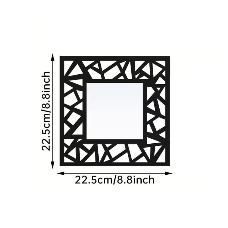 Laser Cut Vintage Square Hollow Pattern Wall Mirrors With Wooden Frames