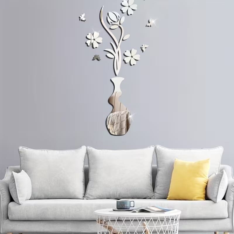 Laser Cut Bohemian 3D Mirror Wall Sticker Acrylic Mirror Plum Blossom Flower Leaf & Branch