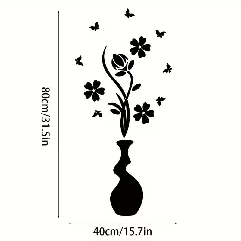 Laser Cut Bohemian 3D Mirror Wall Sticker Acrylic Mirror Plum Blossom Flower Leaf & Branch