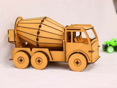 Laser Cut Wooden Cement Mixer Toy Truck For Kids 3D Model