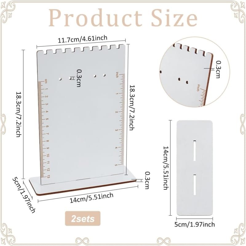 Laser Cut Earring Measurement Frame Wood Earring Display Stand With Scales