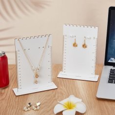 Laser Cut Earring Measurement Frame Wood Earring Display Stand With Scales