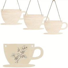 Laser Cut Unfinished Coffee Cup Shape DIY Wooden Crafts For Painting