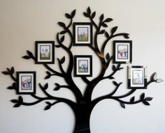 Laser Cut Family Tree Photo Frame With 6 Picture Frames