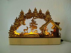 Laser Cut Christmas Snowy Night View Decor