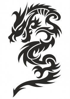 tatuaje, dragón, vector, ilustración