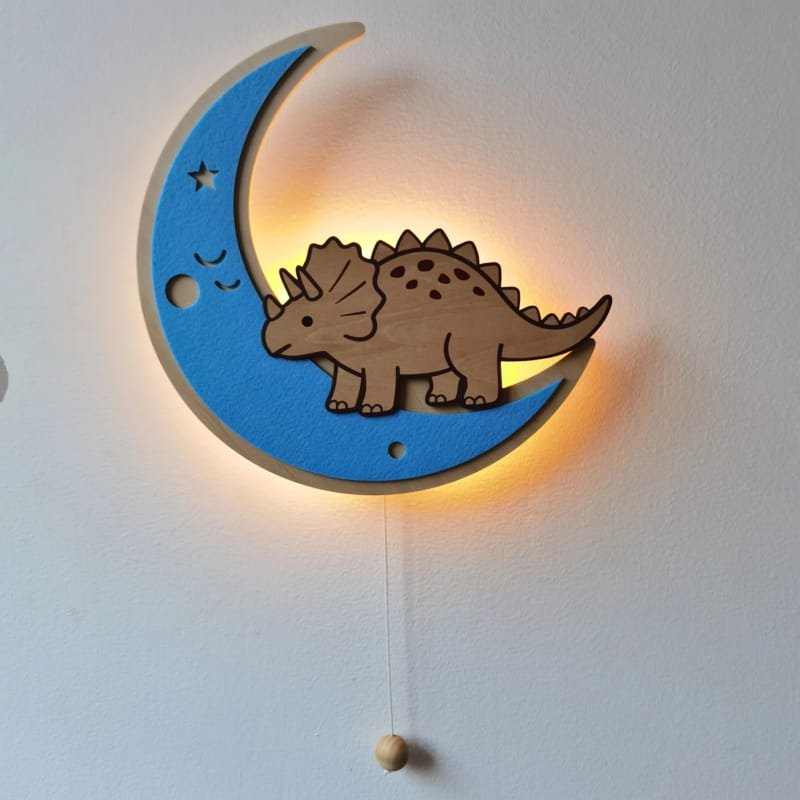Laser Cut Dino Triceratops Lamp Kids Room Decor