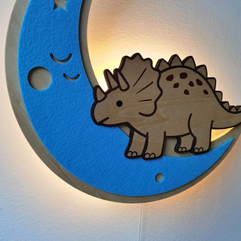 Laser Cut Dino Triceratops Lamp Kids Room Decor