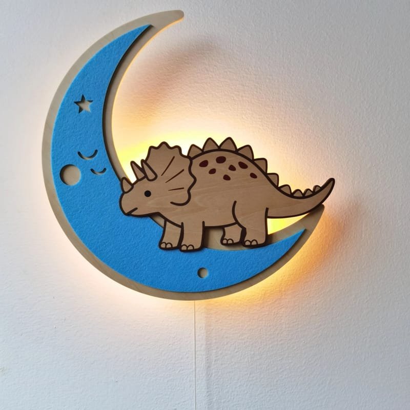 Laser Cut Dino Triceratops Lamp Kids Room Decor