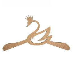 Laser Cut Cute Swan With Crown Kids Room Wooden Coat Clothes Hanger