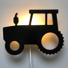 Laser Cut Wooden Tractor Wall Lamp Kids Room Decor