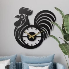 Laser Cut Rooster Metal Wall Clock, Farmhouse Wall Decor