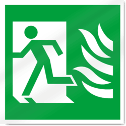 Simbolo di uscita antincendio ad alta sicurezza con fiamme a sinistra Sign-2930.dxf