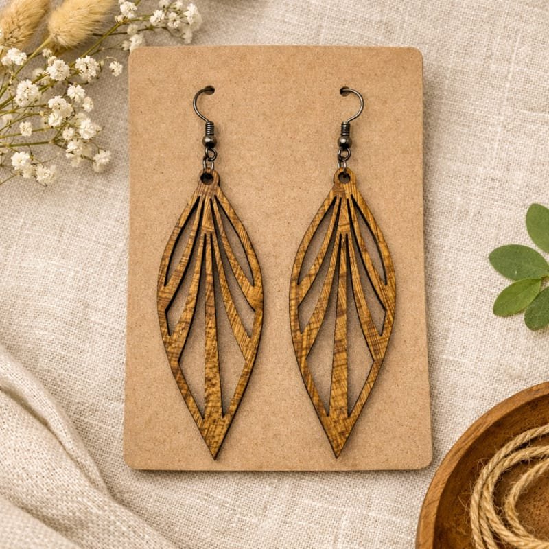 Laser Cut Leaf Flower Earrings