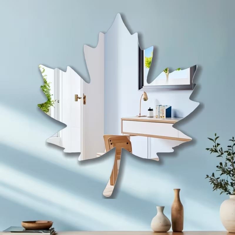 Laser Cut Maple Leaf Acrylic Wall Mirror