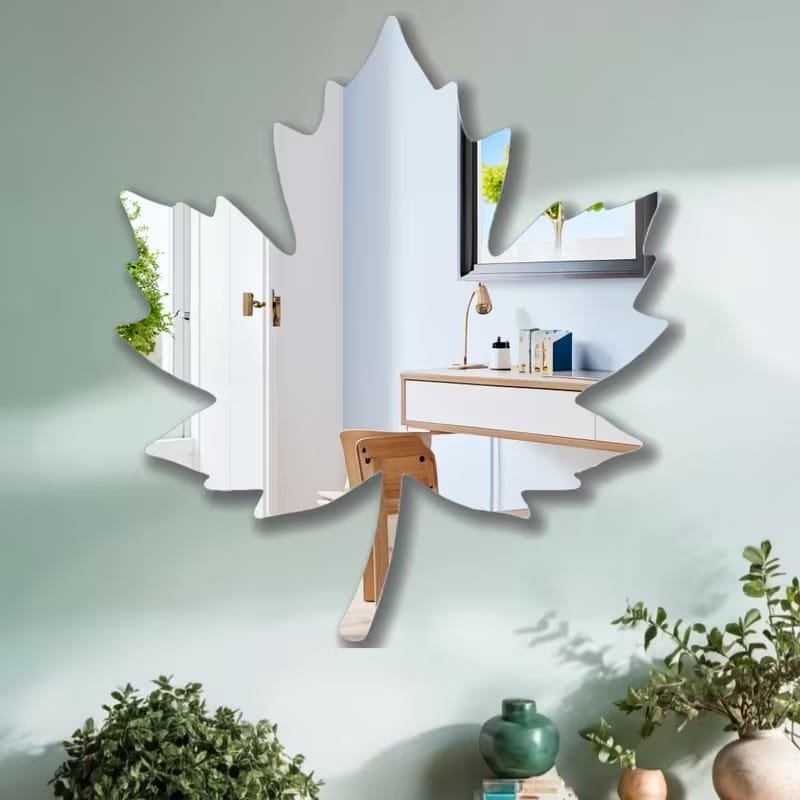 Laser Cut Maple Leaf Acrylic Wall Mirror