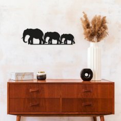 Laser Cut Elephant Family Metal Wall Decor