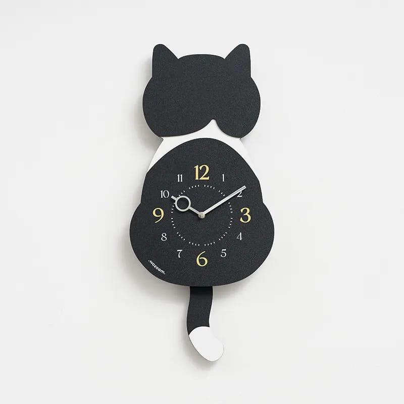 Laser Cut Cute Cat Pendulum Wall Clock