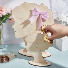 Laser Cut Shop Hair Bow Holders for Boutique Displays, Wooden Head Display Stand