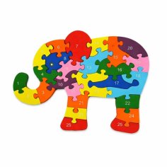Laser Cut Wooden Elephant Number Jigsaw Puzzle for Kids