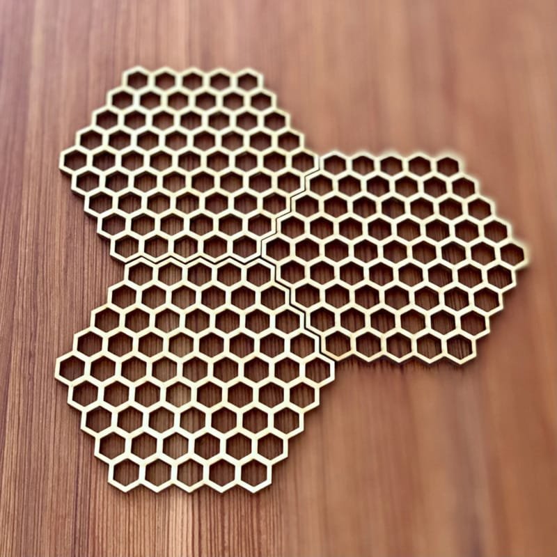 Laser Cut Honeycomb Wood Hot Pad, Honeycomb Coasters Set