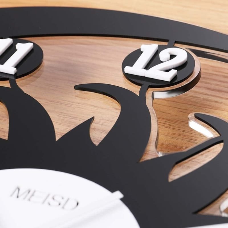 Laser Cut Sun and Moon Shape Wall Clock, Fashion Irregular Clock Home Decor