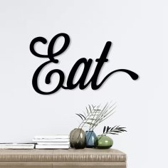 Laser Cut Metal Eat Wall Art Vintage Iron Cursive Script Decor for Kitchen Dining Room