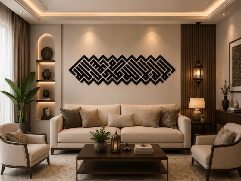 Laser Cut Islamic Kalimah Wall Art Arabic Kufic Calligraphy
