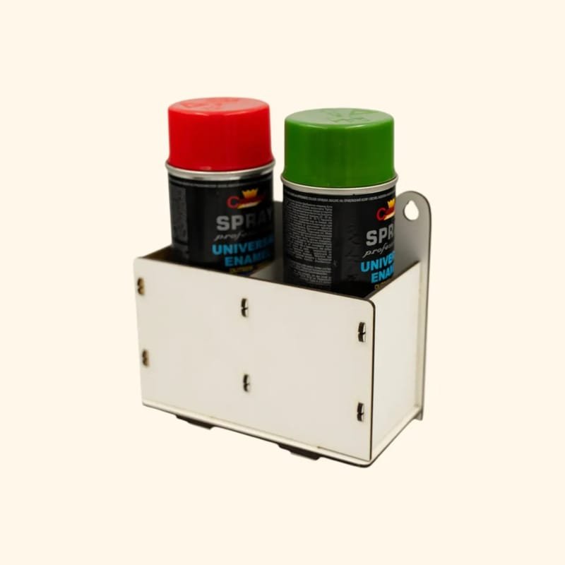 Laser Cut Aerosol Spray Can Holder, Storage Rack 2 Compartments
